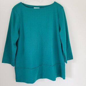 J Jill Women's Size Small Ponte Stretch Casual Boat Neck Top 3/4 Sleeve Office